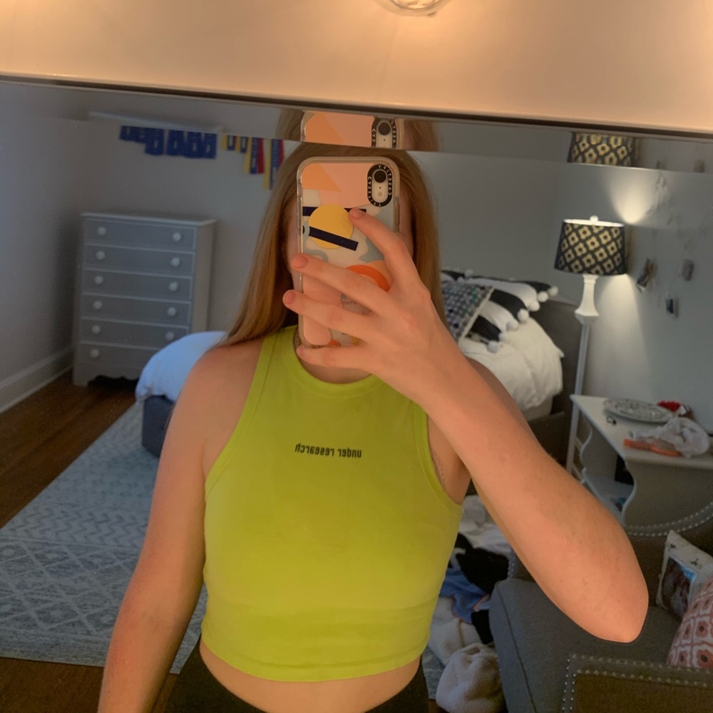 Under Research cropped green tank top